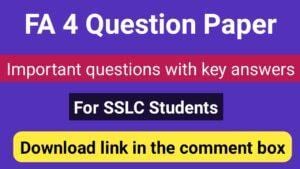 FA 4 question paper with key for SSLC