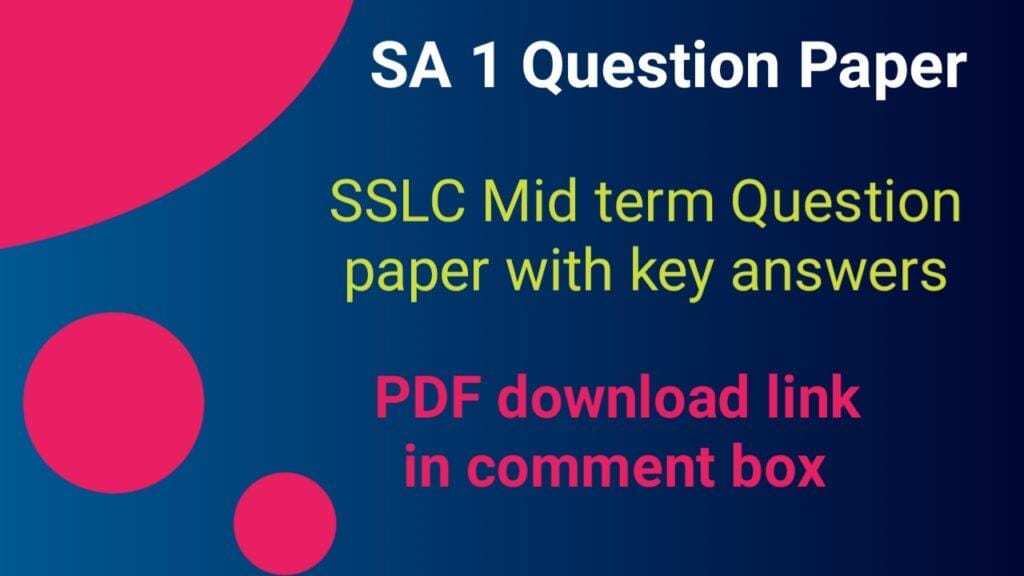 10th class SA 1 Question paper with key part 3