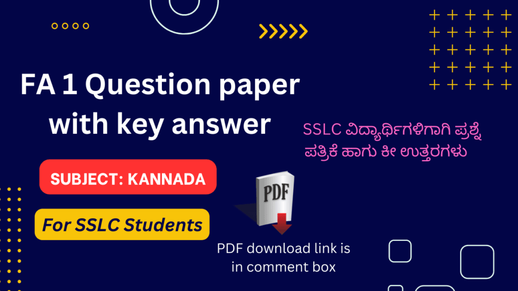 SSLC Kannada FA 1 question paper 2023-24
