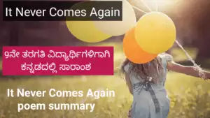 It Never Comes Again summary