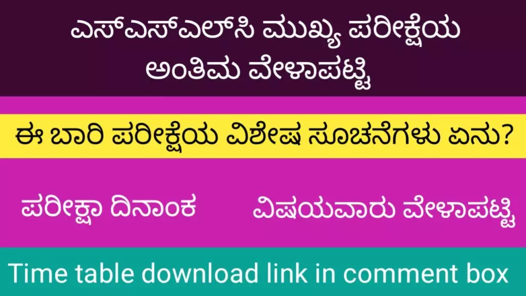 SSLC main exam time table 2023