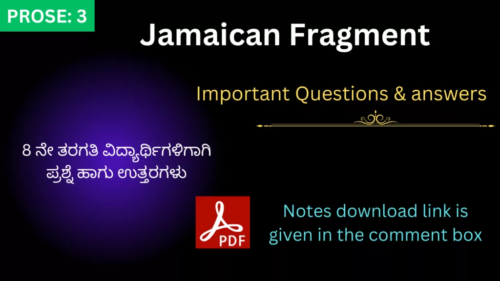 Jamaican Fragment question and answer for class 8