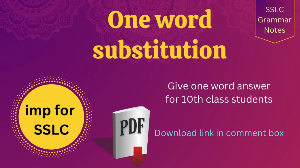 One word substitution for class 10